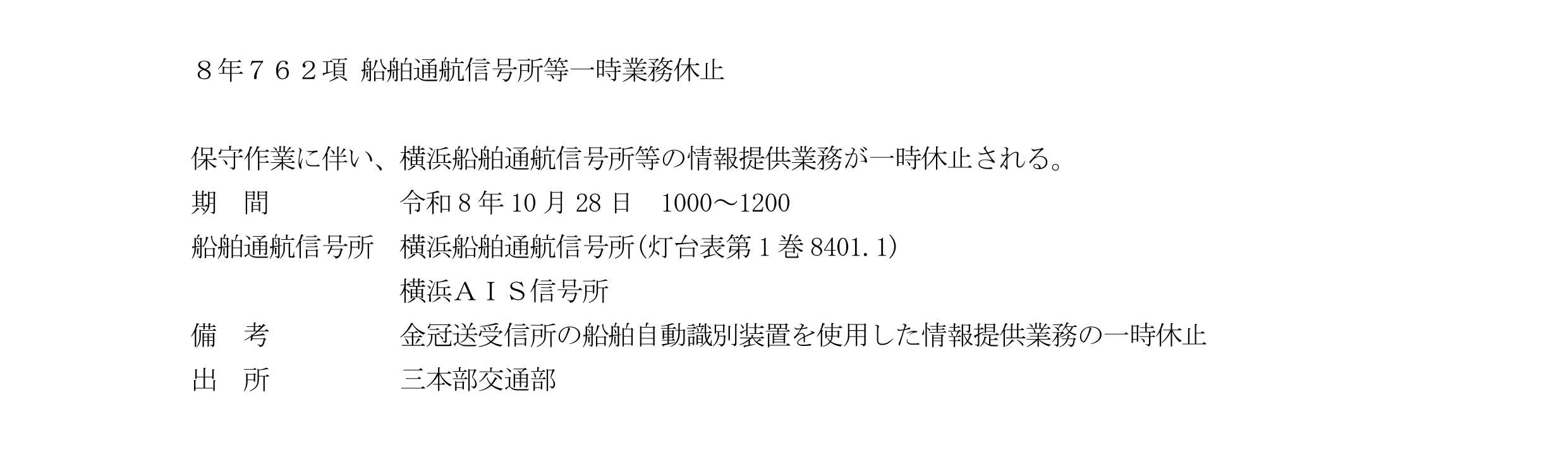 水路通報掲載内容