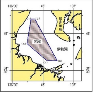 吊上げ救助訓練海域図