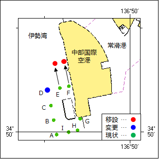 灯標及び灯浮標現状変更(予告)位置図
