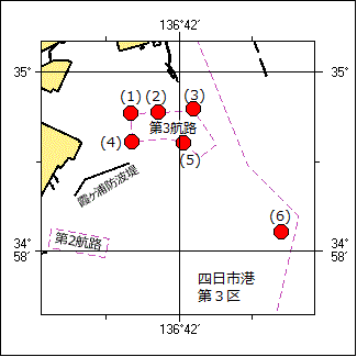 灯浮標交換作業（四日市港第３区）位置図