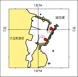 防波堤改良工事等区域図（大王埼、波切港）