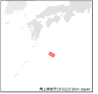 落下物　海面落下予想区域