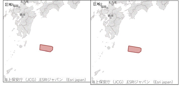 海面落下予想区域