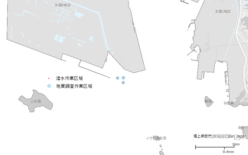 潜水作業及び地質調査作業位置図