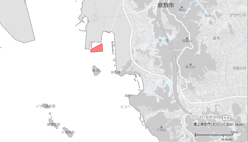 浚渫、深浅測量等（水島港内）の作業区域図