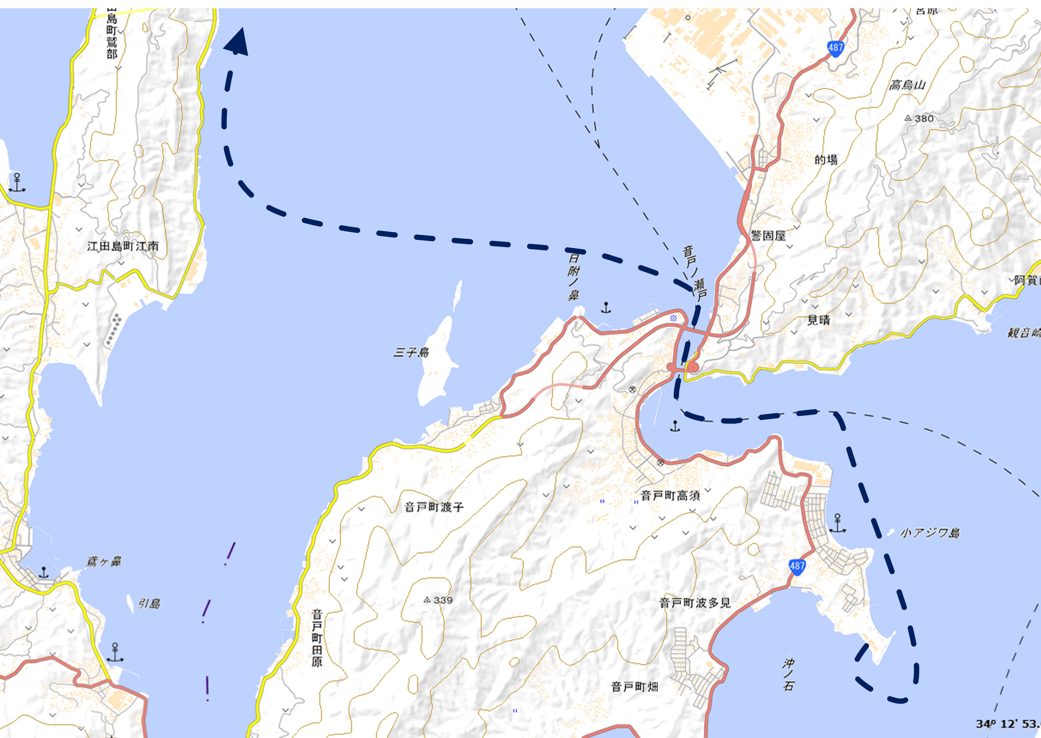 音戸ノ瀬戸通航経路