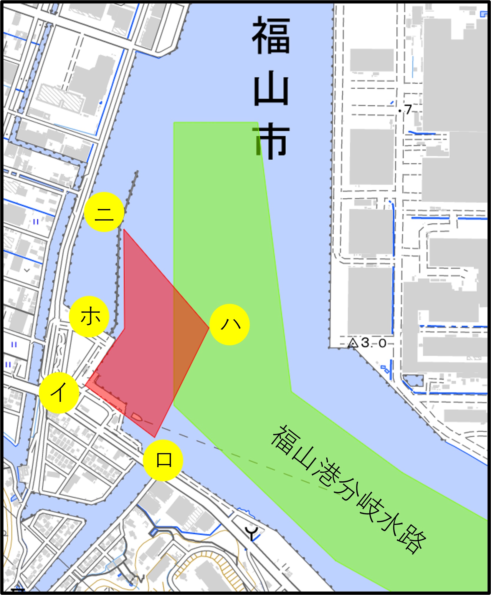 作業位置図（福山港分岐水路）