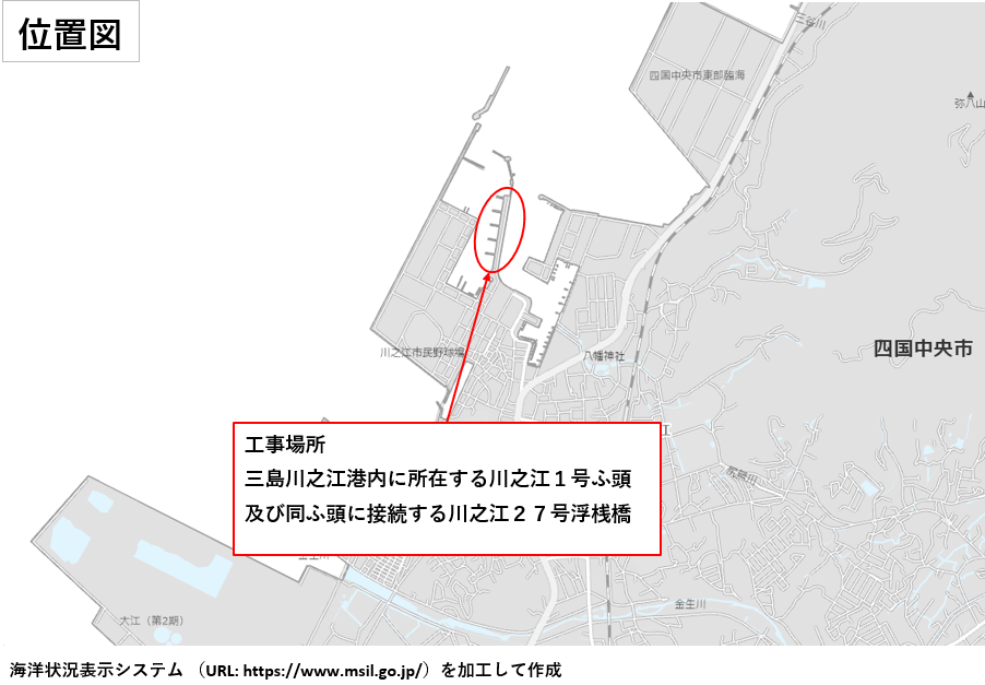 岸壁補修工事及び桟橋補修工事位置図