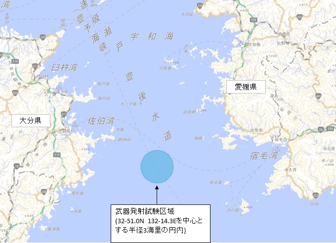 武器発射試験実施区域図