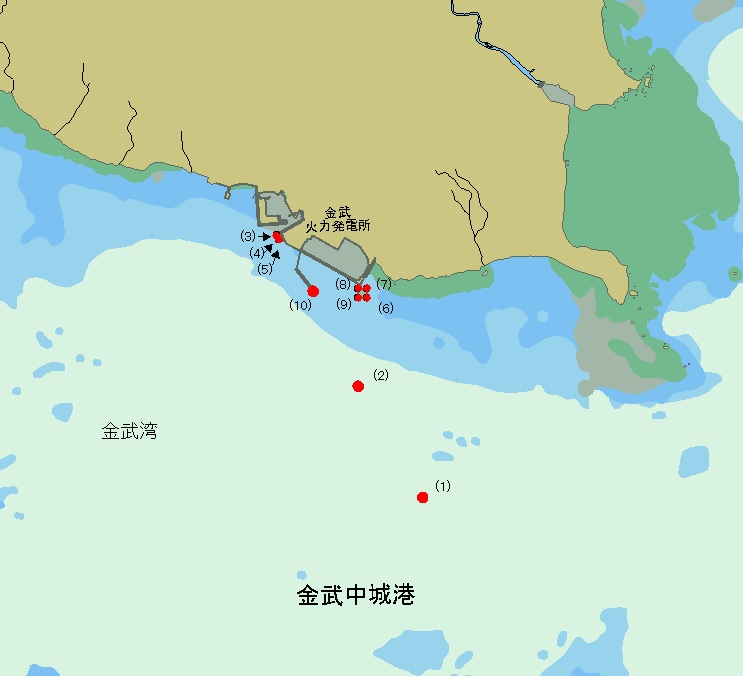 位置図(金武火力発電所付近)
