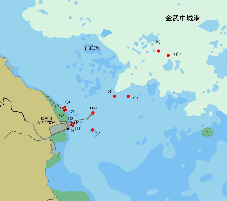 位置図(具志川火力発電所付近)