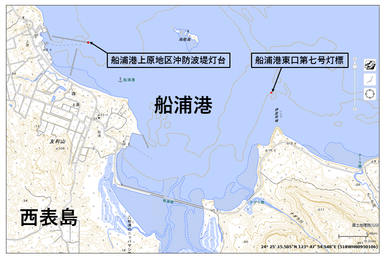【船浦港】灯台・灯標改良改修工事実施位置図